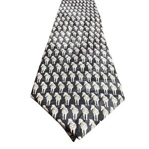 Sabatini Silk Handmade Zebra‎ Black White Men's Neck Tie Casual Formal Vintage